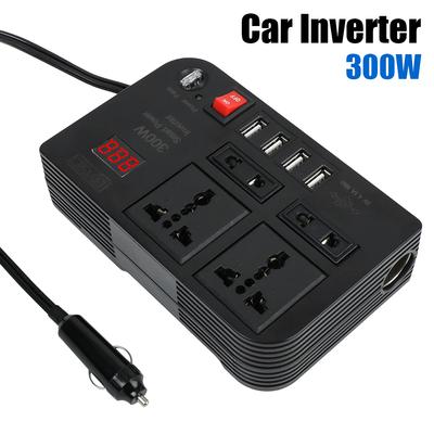 4 AC Sockets Fast Charging DC 12V To AC 220V Converter 300W Power Adapter Car Inverter ON/OFF Switch 4 USB Ports With Fuse