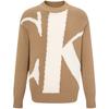 Letter Jacquard Crew Neck Sweater Men Sweater Khaki 40JM331-HMS