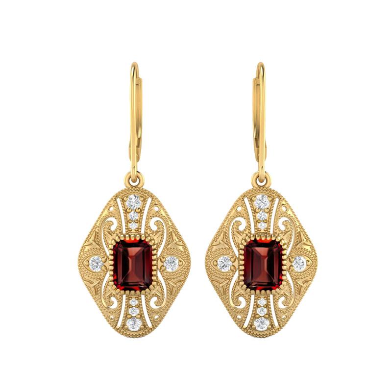 Garnet Filigree Dangle Women Wedding Earrings-925 Sterling Silver