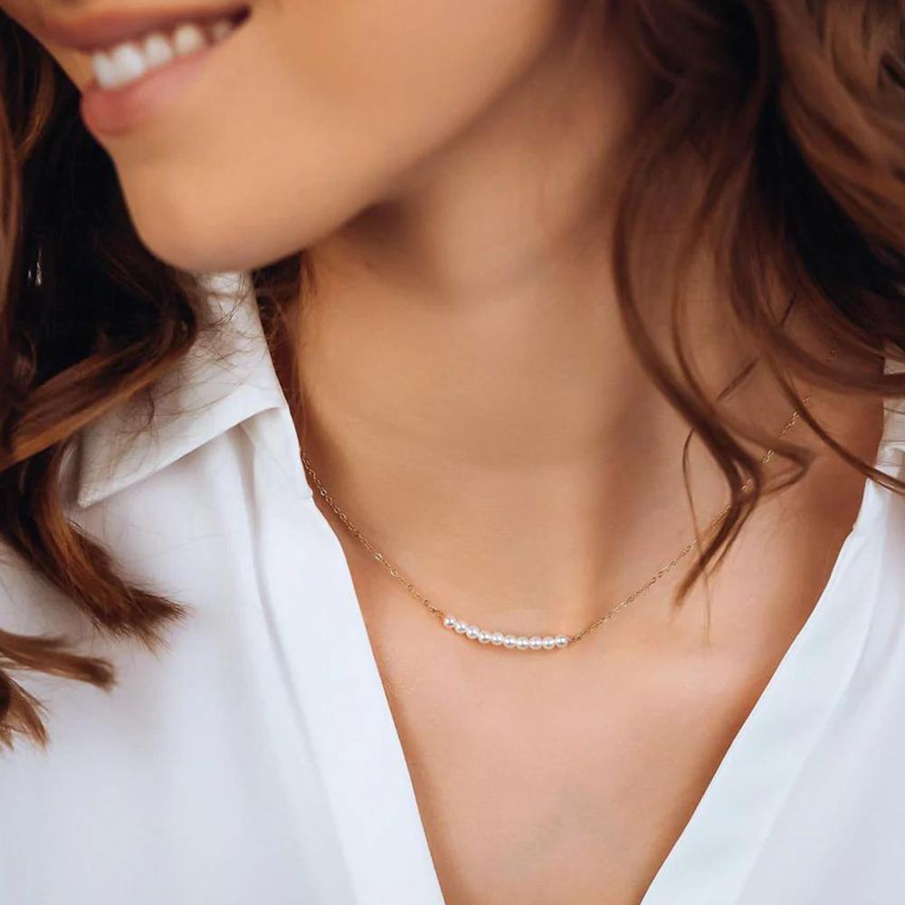 EManco Imitation Pearls Pendant Choker Necklace for Women, Gold Stainless Steel Necklace, Gift, ,