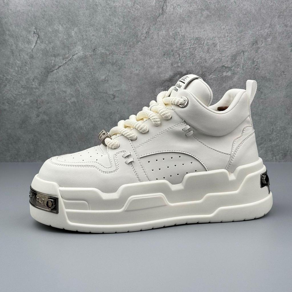Thick Sole Men's Sneakers Spring Men Leather Casual Shoes High-quality Men Running Shoes Lace Up Women's Platform Sport Shoes