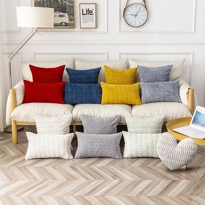 Doppelseitiges Kissen aus massivem Cord Sofa Kissen Lendenkissen Einfarbig Stuhlkissen Weizenähren und Maiskörner