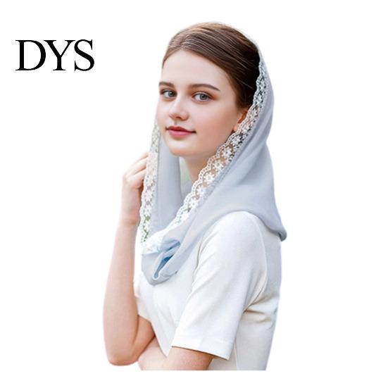 Breathable Summer Headscarf Hooded Lightweight Gauze Fabric Sun Protection Turban Windproof Spring Scarf Hat with Lace Embroidery Commuting Head Wrap