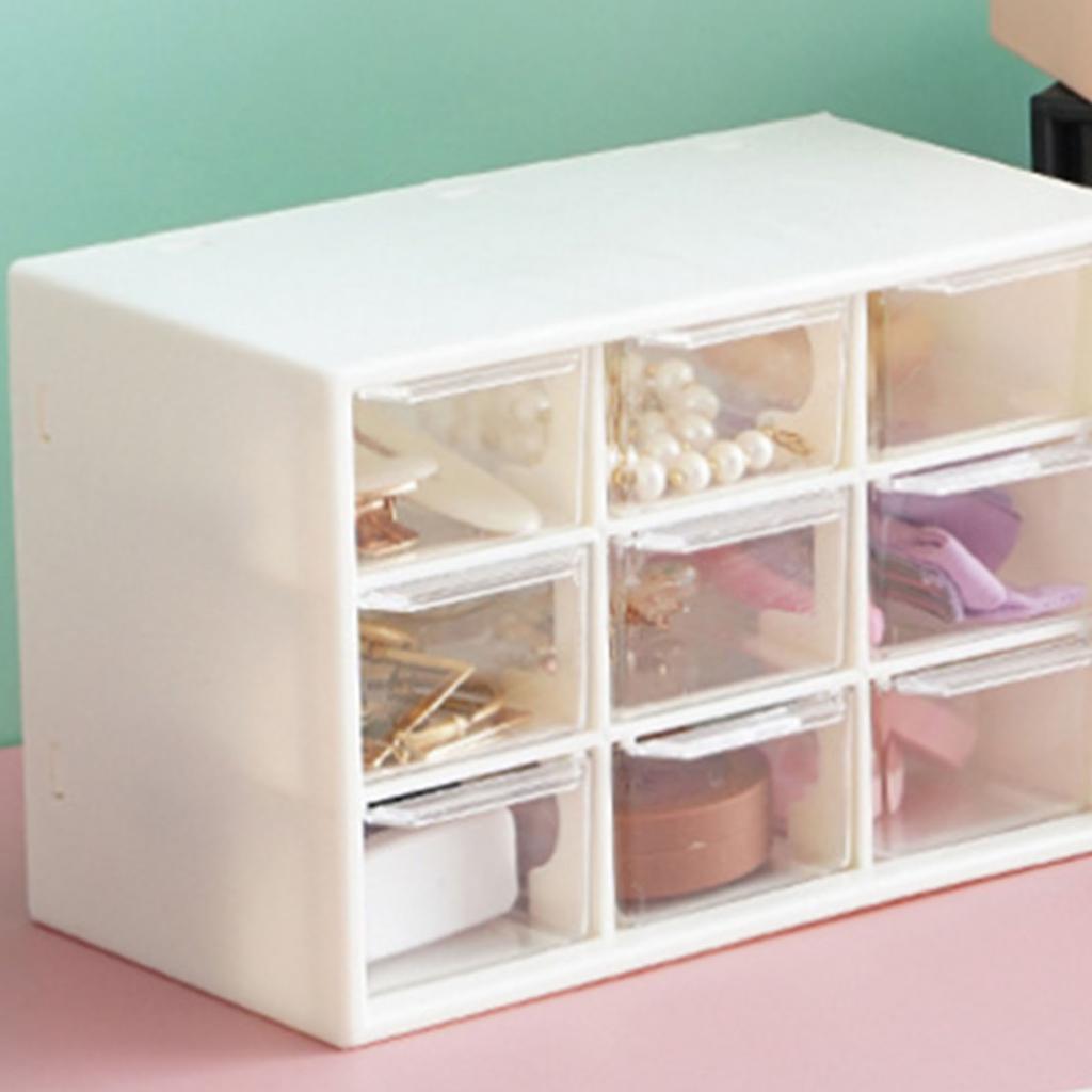 Desktop Organizers Nine Square Grid Drawer Type Desk Organization Box Storage Case Makeup