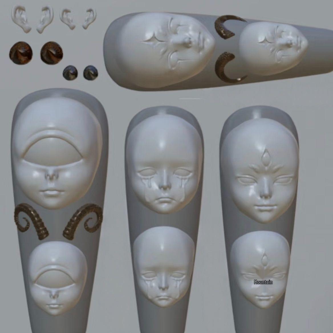 

Силиконовая форма для лица куклы BJD 3D для DIY-дизайна ногтей