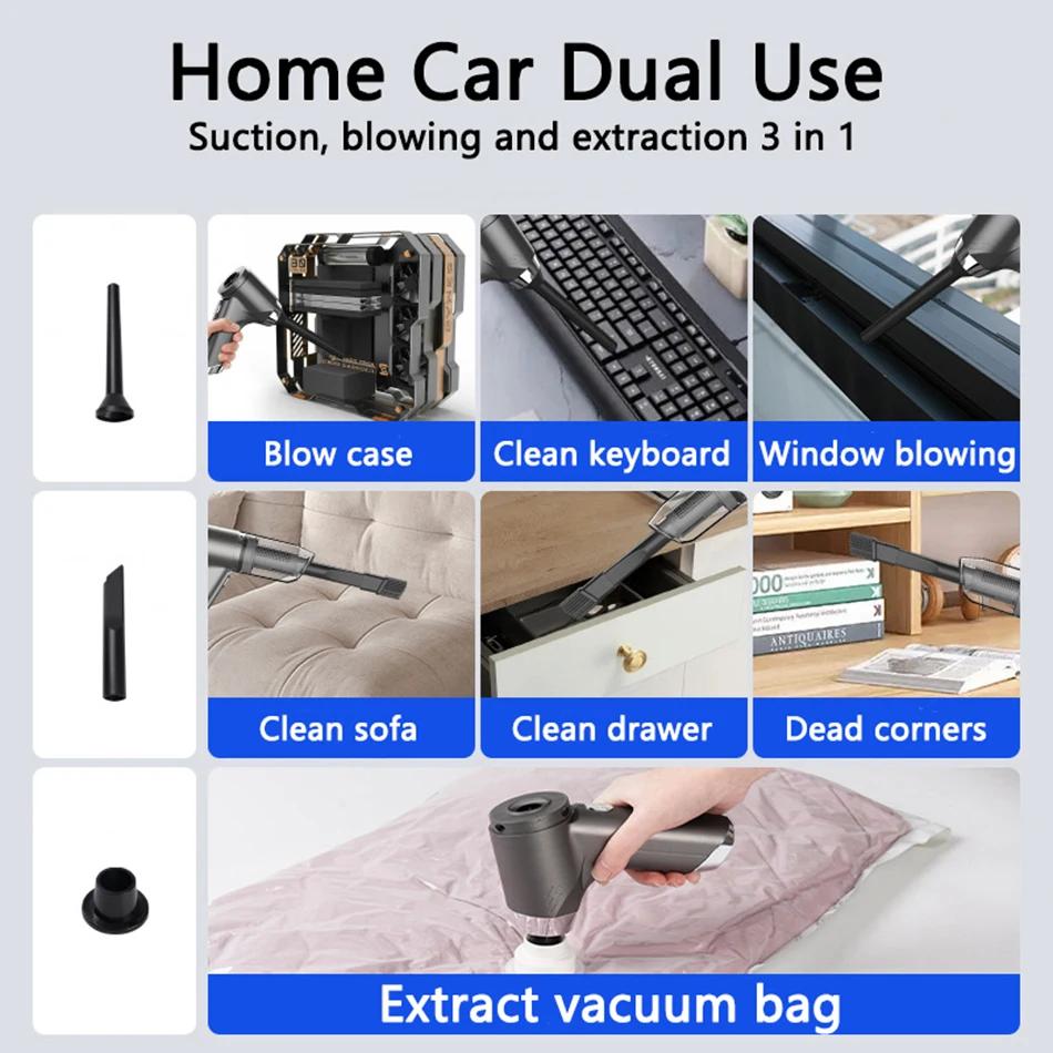 185000Pa 3-in-1 Cordless Vacuum Cleaner Strong Suction Handheld Portable Floor Brush Car Appliance