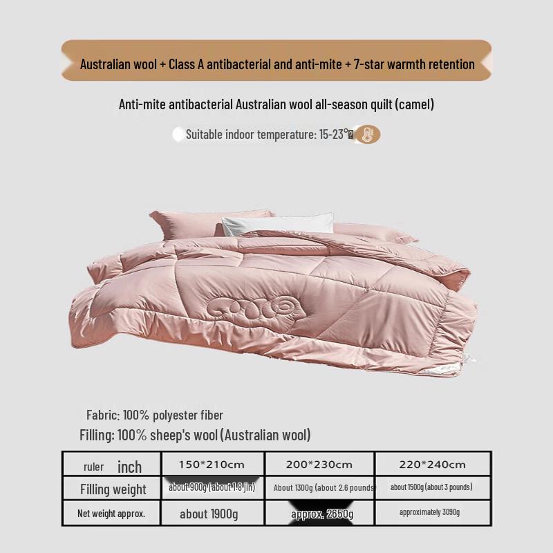 Mercury Home Textiles Premium Australian Wool Quilt 200x230cm