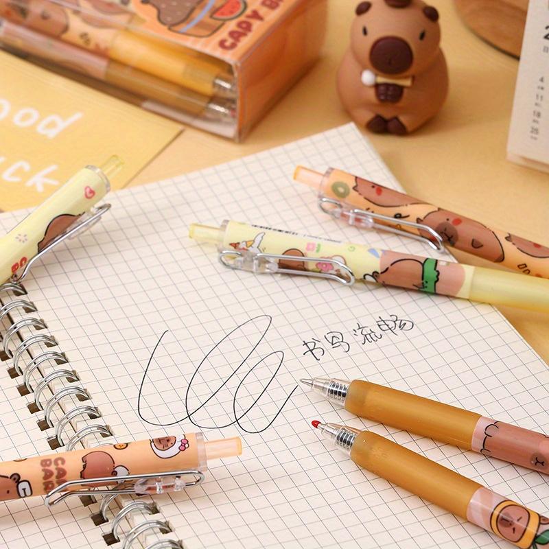 Schulanfangssaison 12 Stück 0,5 mm Cartoon Kapibara Styling Metallstift Clip Druckstift niedliches Styling Druck Neutralstift schwarzer Schreibstift