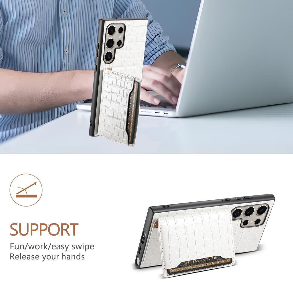 For Samsung Galaxy S24 Ultra Case Crocodile Texture Card Slot Kictsand Phone Cover