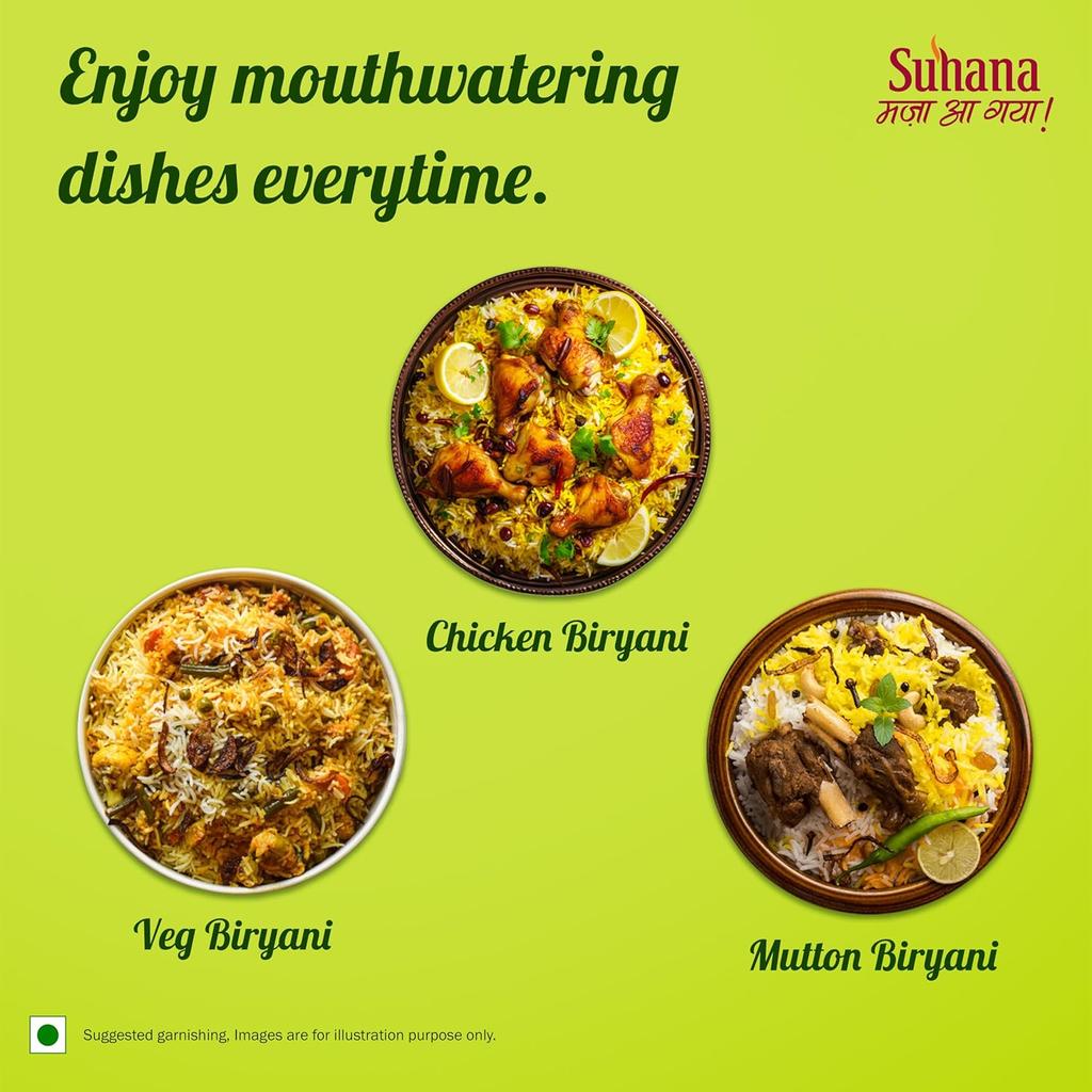 Suhana Masala Pulver Biryani Masala 100g Karton Authentische Aromatische Reiskrüutermischung für Hähnchen Gemüse Paneer Biryani