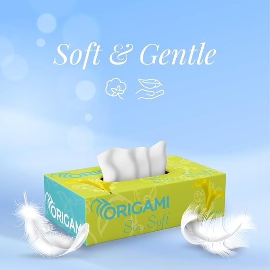 Origami 2 Ply Facial Tissue Box | Car Tissue - Pack of 3 (200 Pulls Per Box, 600 Sheets)