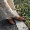 Johnature Retro Women Genuine Leather Pointed Toe Flats Shoes Handmade Shallow Soft Sole Solid Color Slip-on Shoes