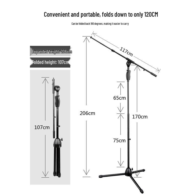 Professional All-Metal Hand-Pressed Stage Microphone Stand