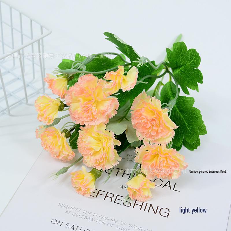 10-Head Artificial Carnation Bouquet for Mother's Day or Teacher's Day - Ideal for Home, Restaurant, and Bar Decorations