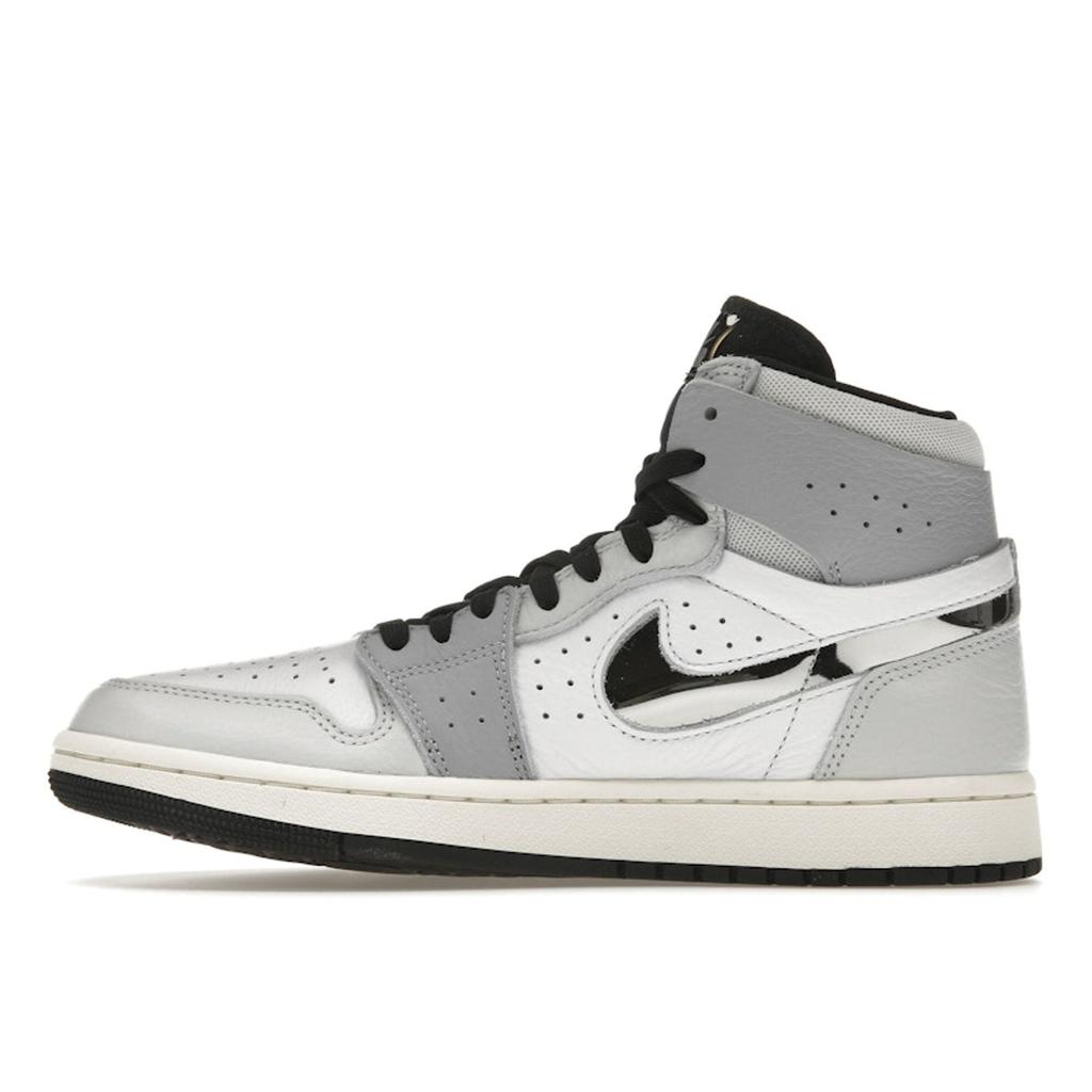 Air Jordan 1 High Zoom Comfort 2 Chrome Swoosh Women Sneakers Grey White Metallic-Silver FJ4652-100