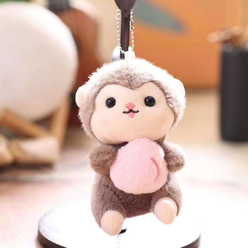 Niedlicher Affen-Plüsch-Schlüsselanhänger aus weichem Kurzplüsch für Taschen und Schlüssel