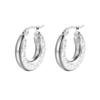 European & American Round Stainless Steel Coil Earrings for Women - 5.0 Thick Titanium Steel Ear Clips, Trendy & Thickened Design