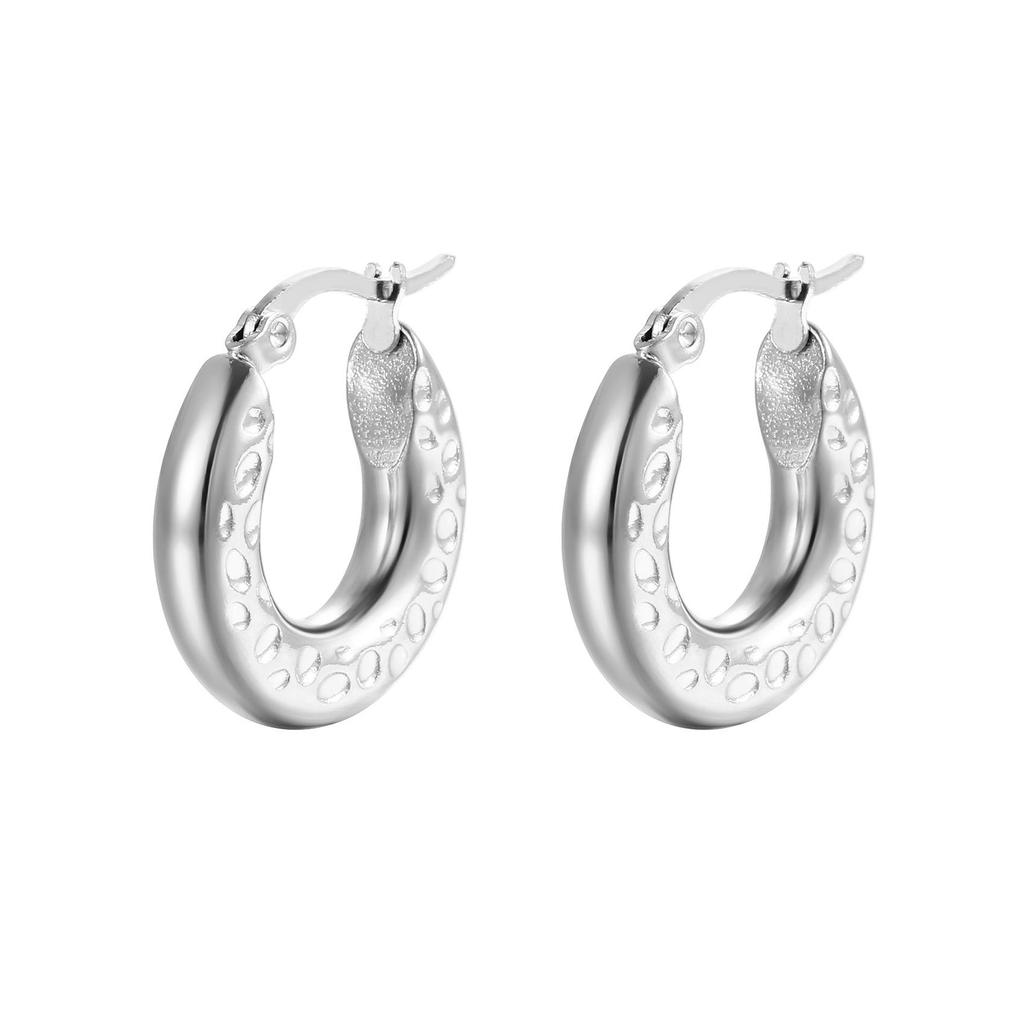European & American Round Stainless Steel Coil Earrings for Women - 5.0 Thick Titanium Steel Ear Clips, Trendy & Thickened Design