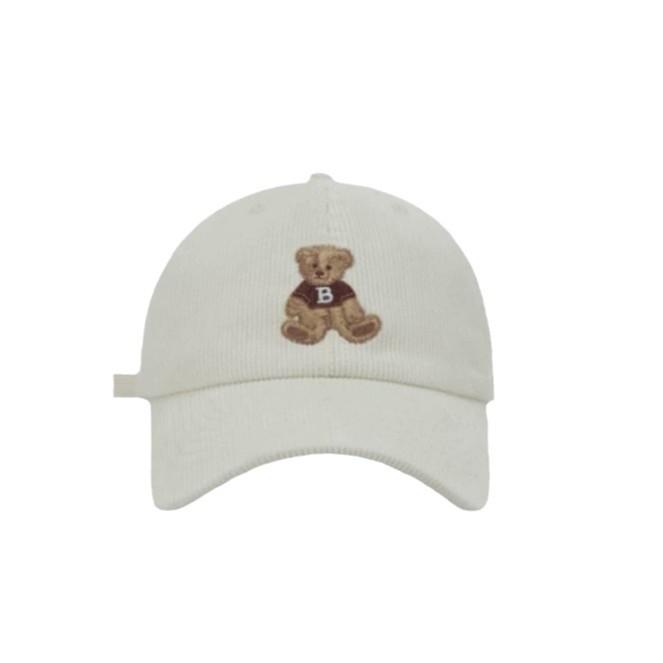 Cute Autumn and Winter Corduroy Bear Embroidered Baseball Cap for Women  Color Blocked Retro Baseball Cap for Men  Big Head Circumference for Slimming