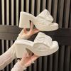 Ladies Shoes on Sale New Fashion Square Toe Anti-wrinkle Women's Slippers Summer High-heeled Casual Women Fish Mouth Shoes