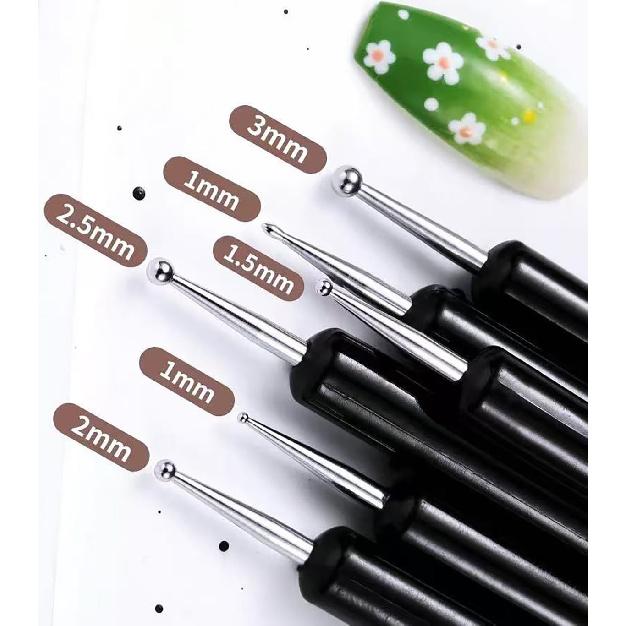 Metallic Nail Art Brushes Set, 6Pcs Double-Ended Thin Detail Art brush Liner,Nail Liner Brush, Nail Dotting Drawing Tool, UV Gel Polish Painting