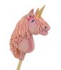 Hobby Horse Unicorn On a Stick, Small, Dusty Pink with Pink Mane and Gold Horn