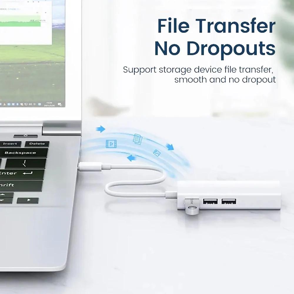 4-in-1 USB HUB USB C Dock Station USB Ethernet Adapter USB To 100Mbps RJ45 USB Splitter OTG Adapter For PC Laptop Macbook Pro
