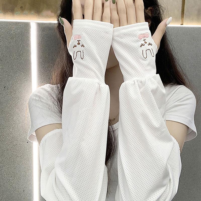 Uv Solar Arm Sleeves Woman Cycling Fingerless Gloves Cool Muff Summer Ice Silk Elastic Arm Cover Driving Anti-Sunburn Sleeve