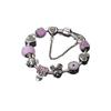 Cross-border Pink Rhinestone Mickey Mouse Peach Heart Pendant Bracelet