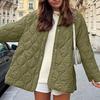 Damen Gesteppte Leichte Pufferjacke Winter Lässig Langarm Knopfleiste Gepolsterte Oberbekleidung Mäntel mit Taschen