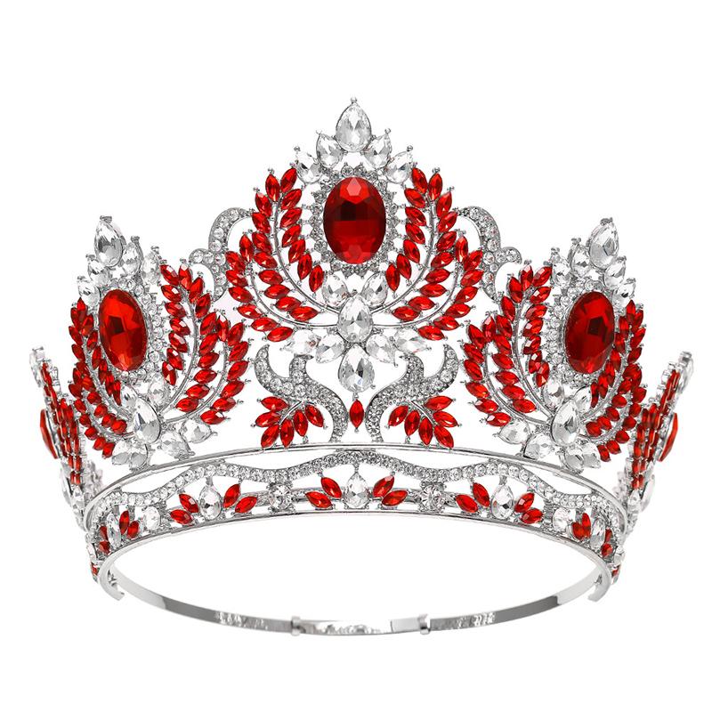 Baroque Big Diadem Rhinestone Crystal Tiaras for Queen Bridal Wedding Head Jewelry Large Crown Pageant Bride Headwear