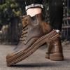 Modne Casualowe Buty Motocyklowe Botki Męskie Mokasyny Wysokie Okrągły Nosek Skórzane Buty Bezpieczne Wysokie Buty Męskie Buty Casualowe Moda Zimowa