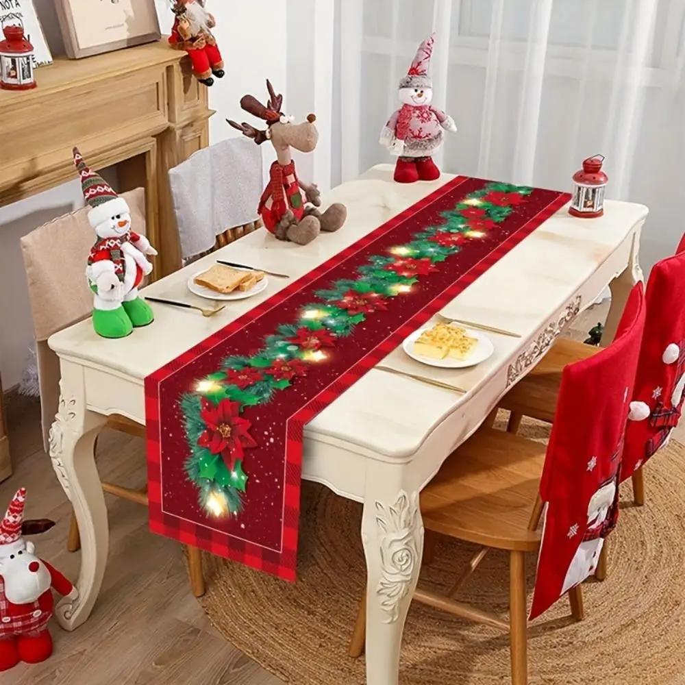 New Year Christmas Table Runner Xmas Party Navidad Gift Christmas Table Flag Flag Cover Christmas Tablecloth Home Table Decors