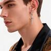 Vnox Stainless Steel Black Onyx Sword Huggie Hoop Earrings Punk Rock Dangle Earring for Men Women Couples Trendy Gothic Jewelry