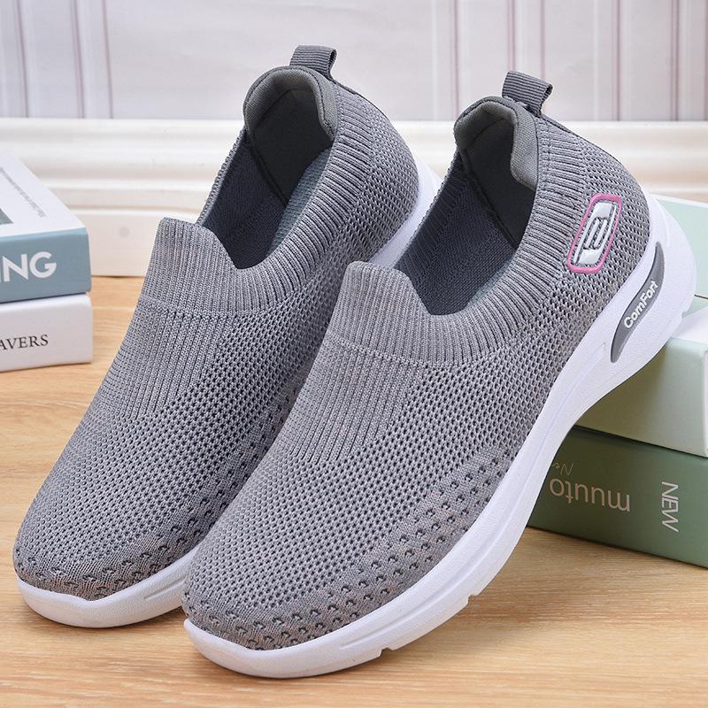Jinshiyuanshu Shoes Women's Casual Shoes Processing Custom Breathable Fly-woven Shoes Soft-soled Mother Shoes One-pedal Women's Single Shoes