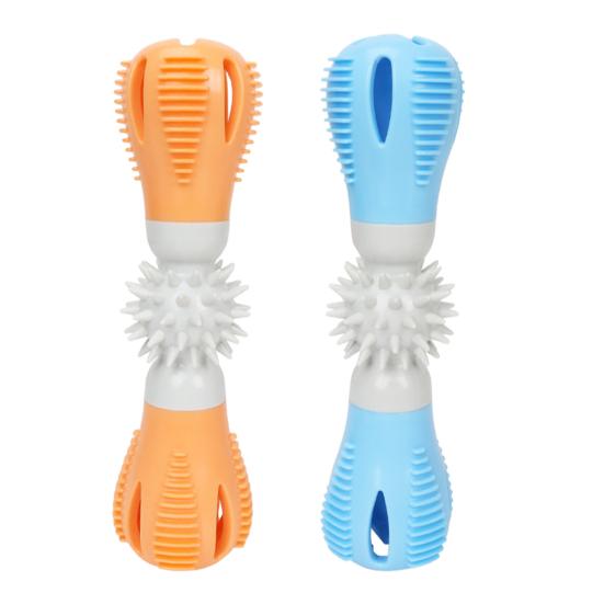 Dog Treat Dispenser Chew Toy Bite Resistant Puppy Food Leakage Feeder Toy Pet Dumbbell Teething Cleaning Interactive Enrichment Toy