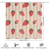 Strawberry Bath Shower Curtain Cute Pink Red Fruit Design Polyester Fabric Room Decor For Kids Bathroom Or Kitchen Size Customiz