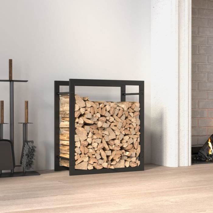 VidaXL Portant de bois de chauffage Noir mat 50x28x56 cm Acier 350304