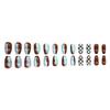 Luxury Plaid Coffee Brown Nail Art Set - 24 Pieces