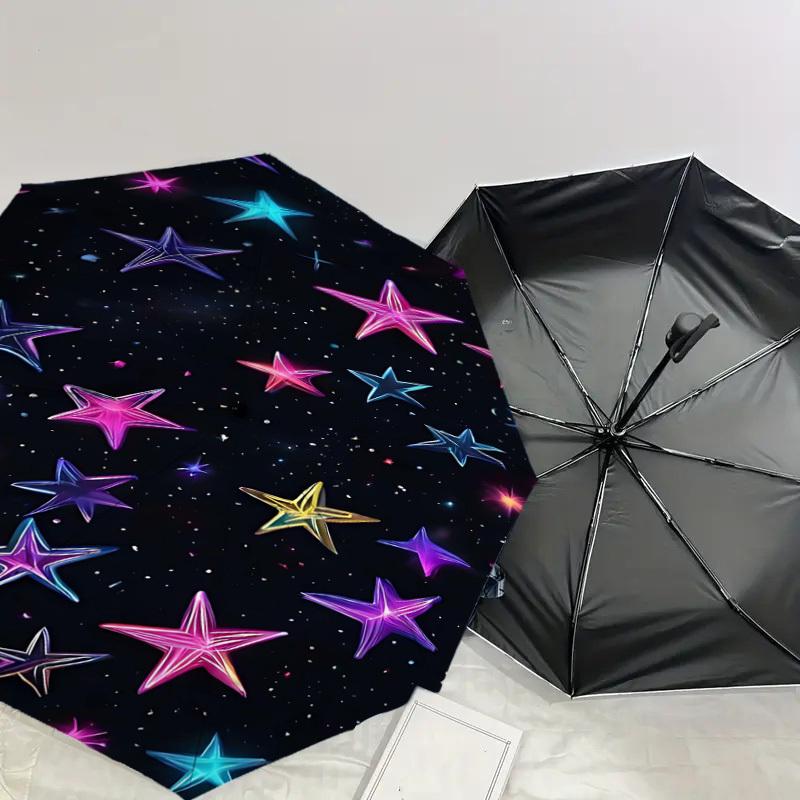 1pc Stars Galaxy Automatic Open/Close Umbrella Compact Folding Umbrella with 8-Rib Shaft for Women/Men, Elegant Birthday1129S