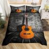 Guitar Duvet Cover Full Queen Tropical Blooming Floral Bedding Set For Kids Music Lover Musical Quilt Cover With 2 Pillowcases