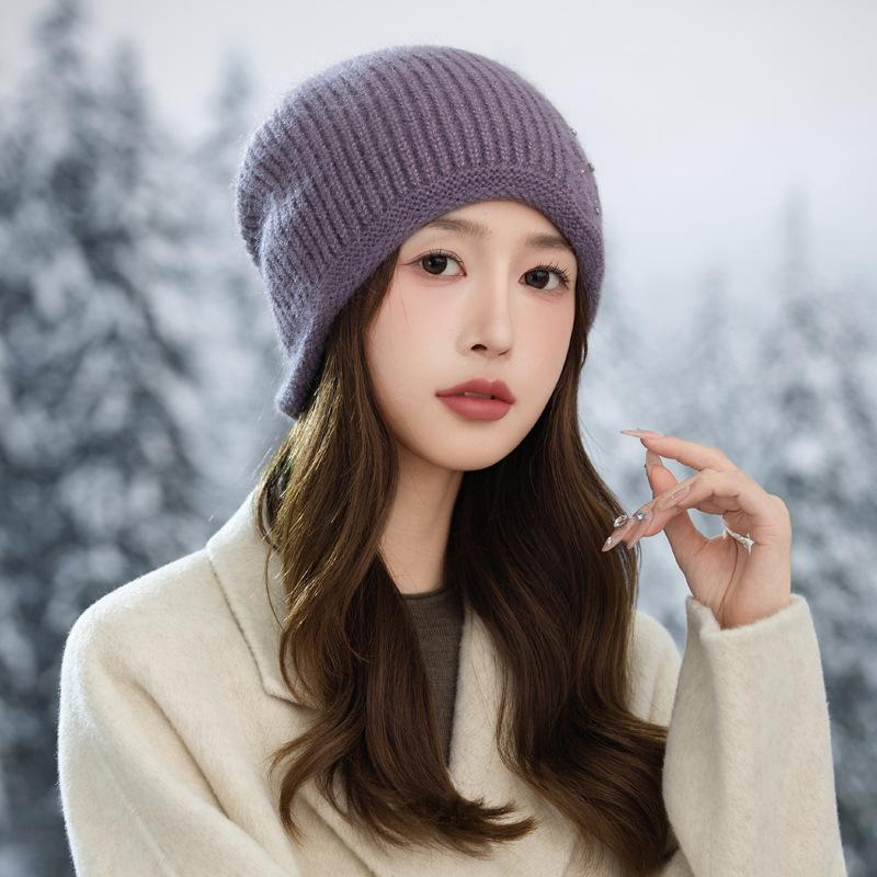 Twist Pearl Rabbit Fur Wool Hat Autumn and Winter Outdoor Cold Warm Hat Stack Hat