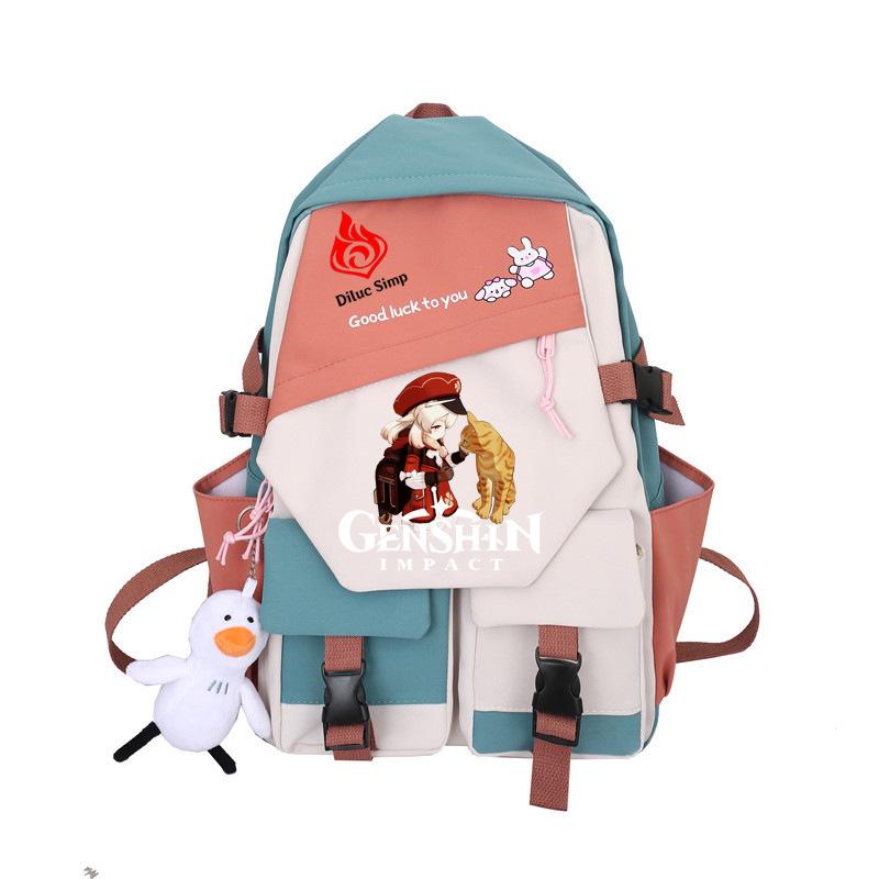 Large Capacity Schoolbag with Shoulder Strap; Student Three-piece Pencil Case Set