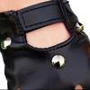 Leather Fingerless Short Gloves Black Rivets Stud Half Finger Mittens Fashion Performance Dance Gloves