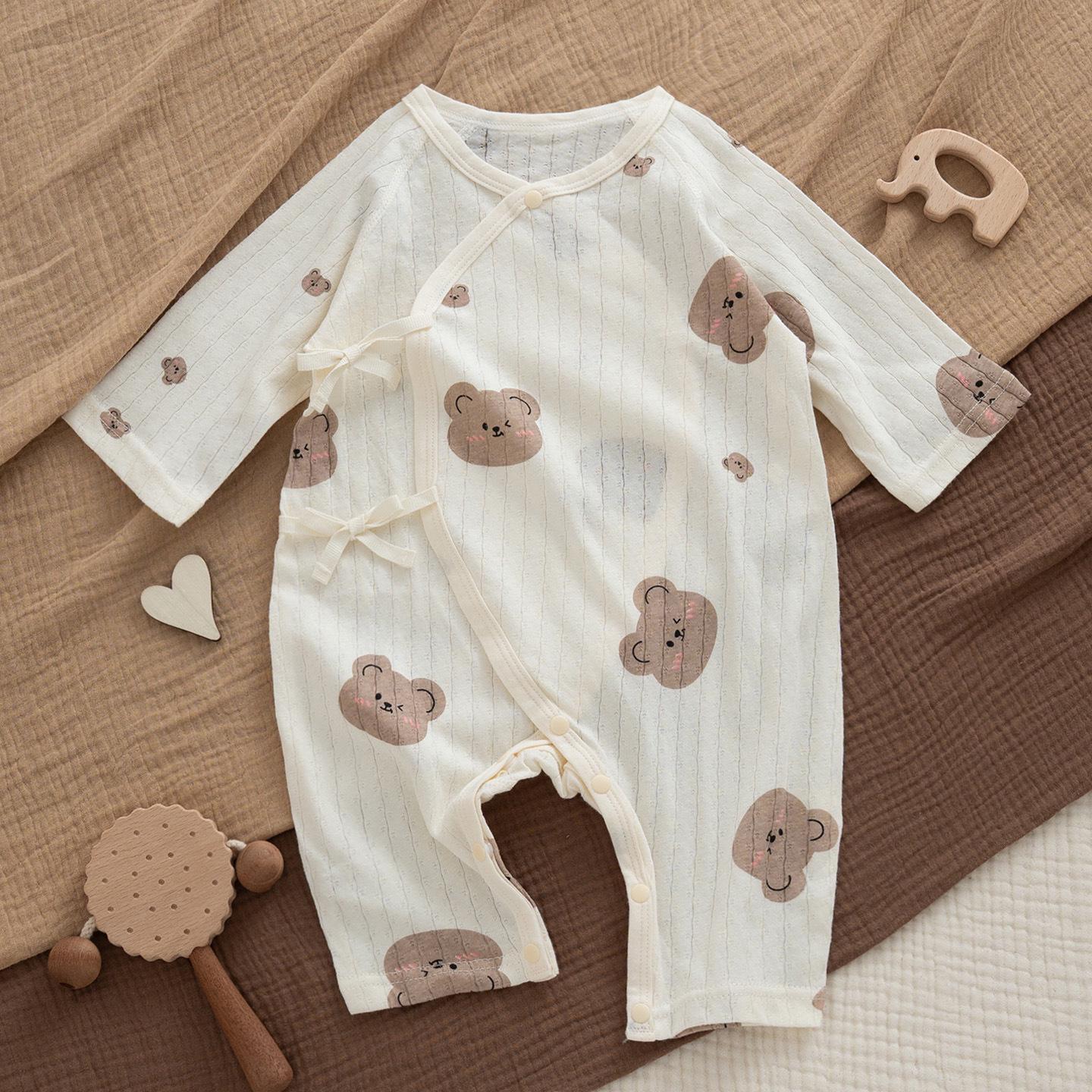 

Новорожденный Ультратонкий Хлопковый Комбинезон с Длинным Рукавом и Защитой Животика - Дышащий, Класс А, Идеален для Лета и Помещений с Кондиционером. 66 cm