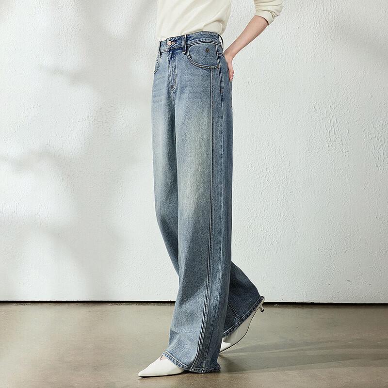 ChuYu Women's Elastic Wide-Leg Jeans