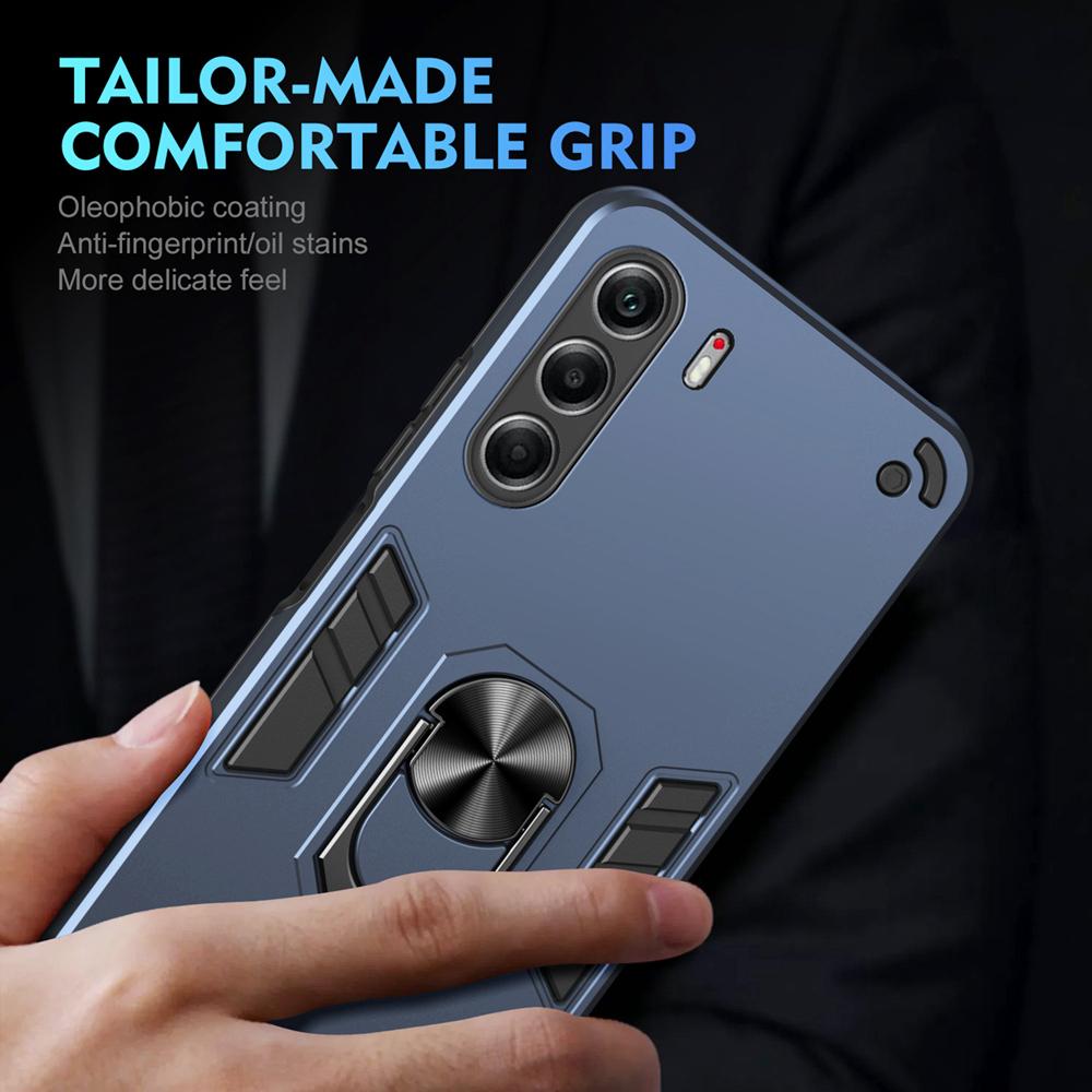 KEYSION Shockproof Armor Case for TECNO Camon 40 Pro 4G 5G Soft Silicone+PC Metal Ring Stand Phone Back Cover for CAMON 40 4G