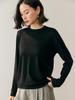 Women's Round Neck Wool Knit Pullover - Long Sleeve Base Layer Sweater