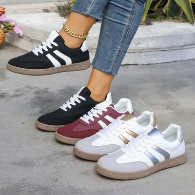 Damen Deutsche Trainingsschuhe Frühling und Herbst Neue Flache Retro Color-Block Lässige Sport Board Schuhe