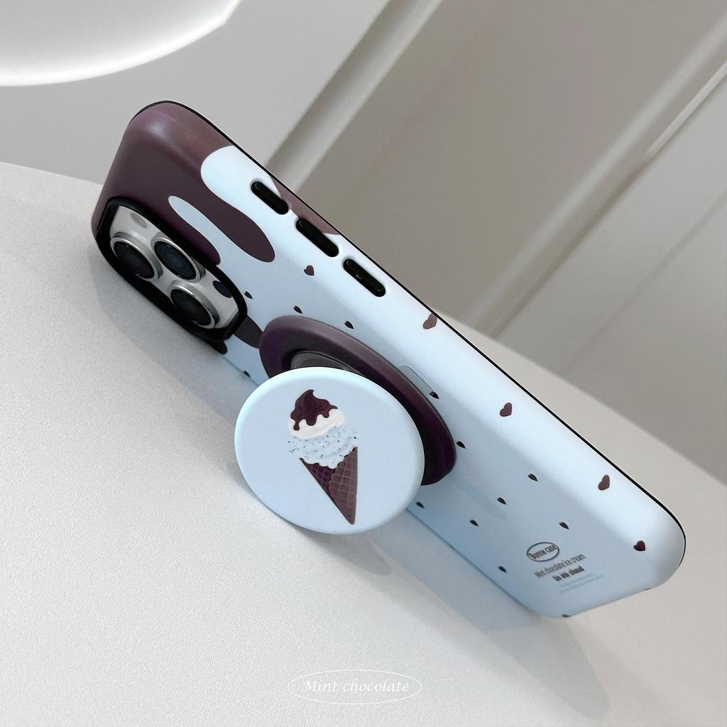 Creative Ice Cream Foldable and Retractable Stand Phone Case